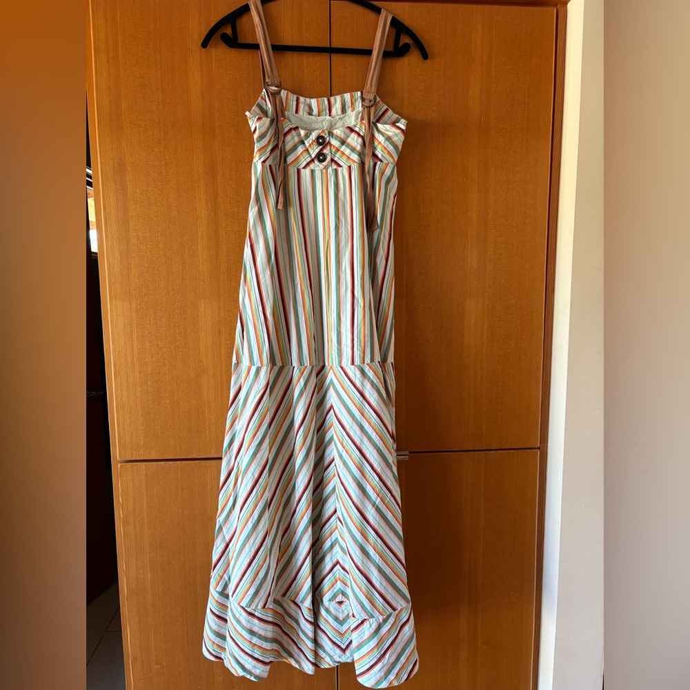 Anthropologie Maeve Square Neck Striped Midi Dress - Picture 9 of 10